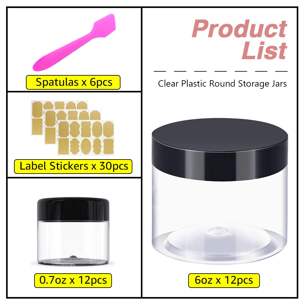 6oz + 0.7oz set of 24pcs Plastic Jars with Lids – AmorixDirect