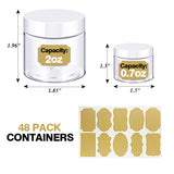 2oz + 0.7oz set of 48pcs Cosmetic Containers with White Lids
