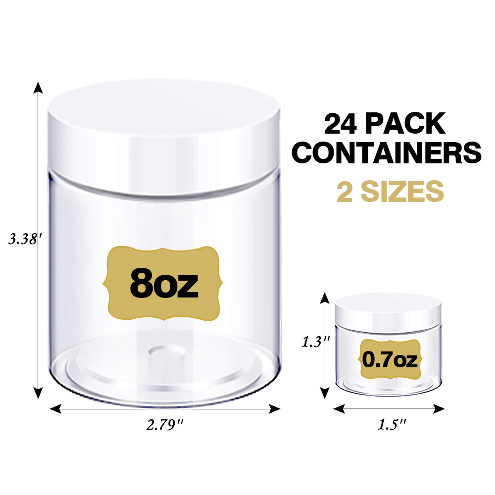 2oz + 0.7oz set of 48pcs Plastic Jars with Lids – AmorixDirect