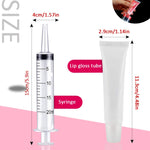 AMORIX 20ml Lip Gloss Tubes Clear Empty Lip Balm Containers with Syringes + Tag Labels Stickers