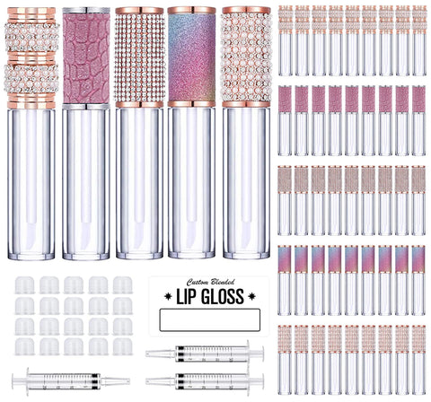 50pcs 5ml Diamond Lip Gloss Tubes with Wand